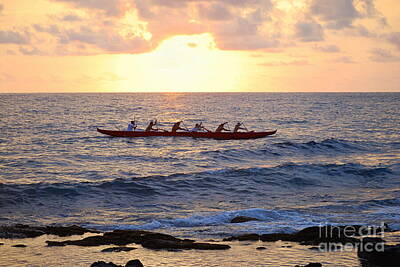 Recently Sold - Beach Photo Rights Managed Images - Outrigger Canoe at Sunset in Kailua Kona Royalty-Free Image by Catherine Sherman