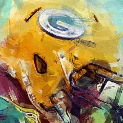 Football Royalty-Free and Rights-Managed Images - Packers Art Abstract by David G Paul