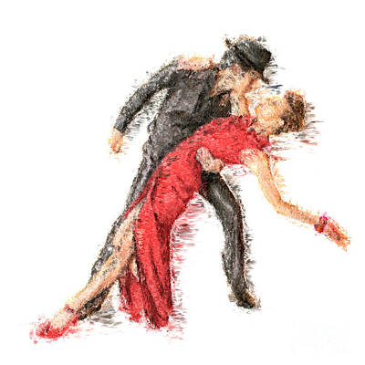 Anchor Down Royalty Free Images - Painted Tango Dancers Impressionism Style Royalty-Free Image by Giuseppe Persichino
