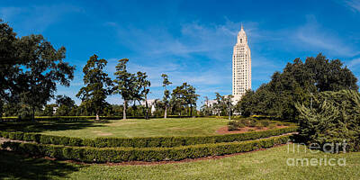 Football Rights Managed Images - Panorama of Louisiana State Capitol Building and Gardens - Baton Rouge Royalty-Free Image by Silvio Ligutti