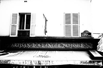 Travel Pics Rights Managed Images - Paris Bakery in black and white Royalty-Free Image by Georgia Clare