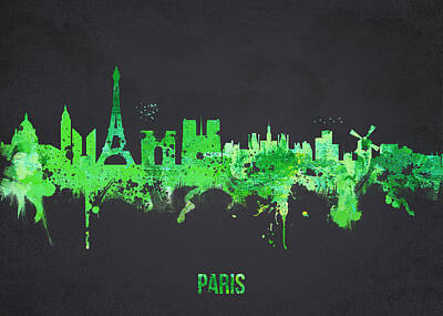 Paris Skyline Digital Art Rights Managed Images - Paris France Royalty-Free Image by Aged Pixel