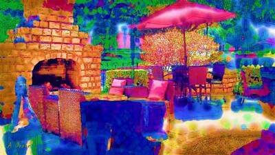 Wine Digital Art Royalty Free Images - Party Patio Royalty-Free Image by Alec Drake