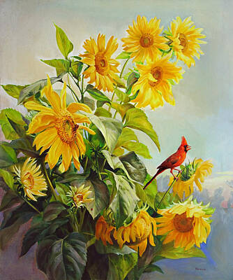 Sunflowers Paintings - Patriotic Song - The Incredible Morning by Svitozar Nenyuk