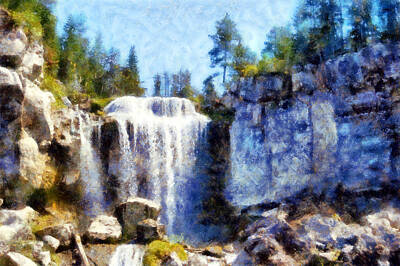 Recently Sold - Impressionism Digital Art Rights Managed Images - Paulina Creek Falls Royalty-Free Image by Kaylee Mason