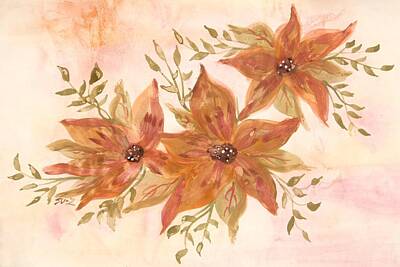 Vintage Tees - Peach Watercolor Hand painted by Sue Chisholm