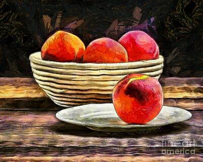 Impressionism Photos - Peaches Still Life by Edward Fielding