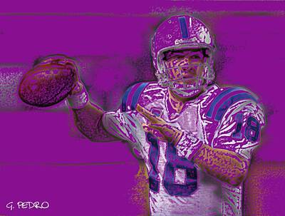 Football Royalty-Free and Rights-Managed Images - Peyton Manning Abstract Number 1 by George Pedro