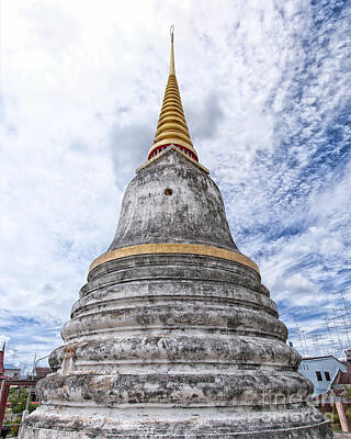 Black And White Line Drawings - Phetchaburi Temple 14 by Antony McAulay