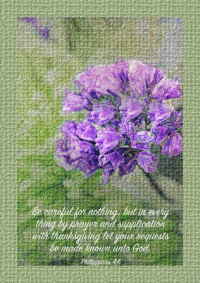Best Sellers - Floral Royalty Free Images - Philippians 4v6 Textured Floral Royalty-Free Image by Debbie Nobile