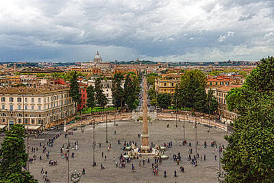 Abstract Digital Art - Piazza del Popolo - Impressions of Rome by Georgia Mizuleva
