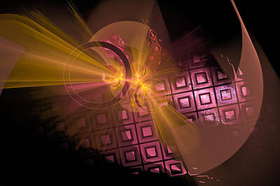 Bistro - Pink fractal design with beautiful golden light and black background by Matthias Hauser