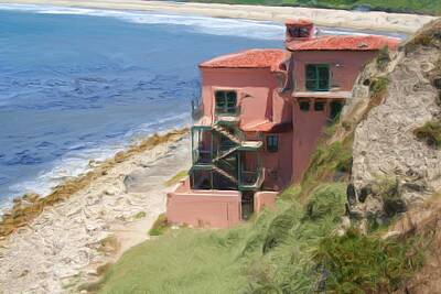 Heavy Metal - Pink House on Beach by Katherine Erickson