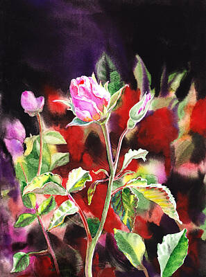 Roses Paintings - Pink Rose Bloom by Irina Sztukowski