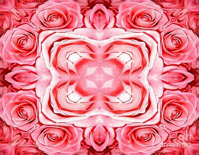 Roses Royalty-Free and Rights-Managed Images - Pink Roses Abstract by Rose Santuci-Sofranko
