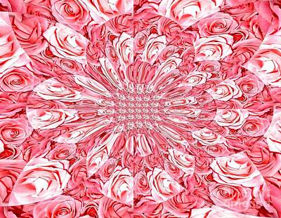 Roses Royalty-Free and Rights-Managed Images - Pink Roses Bouquet Abstract by Rose Santuci-Sofranko