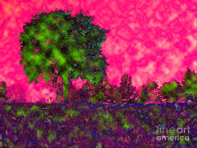 Abstract Landscape Photos - Pink Skies Purple and Green Trees and Land Abstract Colors Landscape by Minding My  Visions by Adri and Ray