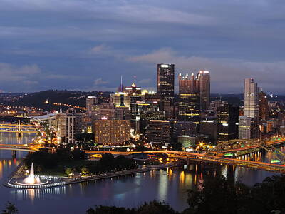 Anne Geddes Florals - Pittsburgh skyline at dusk from Mount Washington by Cityscape Photography