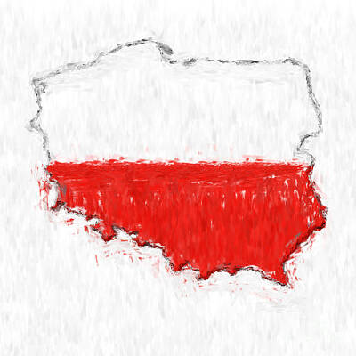 Lighthouse - Poland Painted Flag Map by Antony McAulay