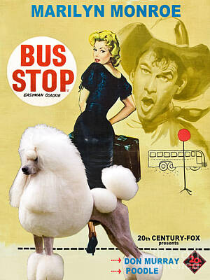 Childrens Solar System - Poodle Standard Art - Bus Stop Movie Poster by Sandra Sij