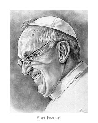Celebrities Drawings - Pope Francis by Greg Joens