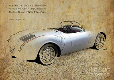 Actors Royalty-Free and Rights-Managed Images - Porsche 550 Spyder 1953 by Drawspots Illustrations