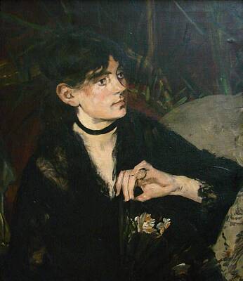 Portraits Paintings - Portrait of Berthe Morisot with a Fan by Celestial Images