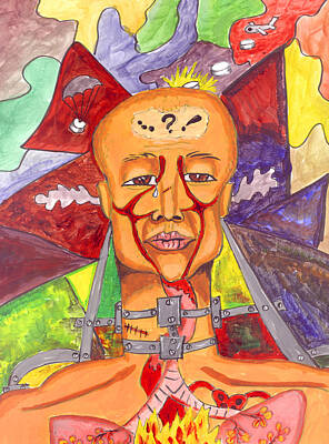 Colorful Button - Portrait of the Artist in Pain by Estefan Gargost