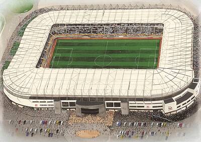 Football Painting Royalty Free Images - Pride Park - Derby County Royalty-Free Image by Kevin Fletcher