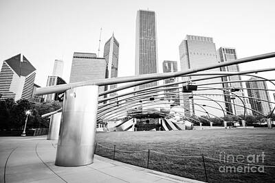 Cities Rights Managed Images - Pritzker Pavilion Chicago Black and White Picture Royalty-Free Image by Paul Velgos