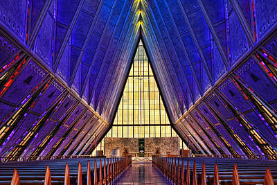 Recently Sold - Abstract Landscape Photos - Air Force Academy Protestant Chapel  by Allen Beatty
