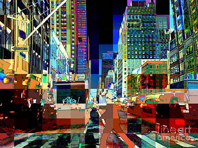 Recently Sold - Abstract Photos - Psychedelic City - Pop Art New York City Street Scene by Miriam Danar