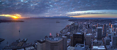 Road And Street Signs - Puget Sound Sunset Illumination by Mike Reid