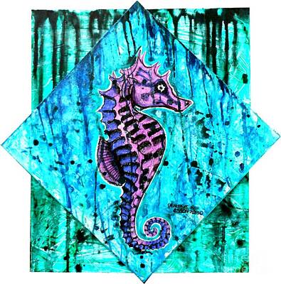 Animals Paintings - Purple Seahorse by Genevieve Esson