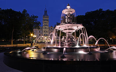 Travel Pics Rights Managed Images - Quebec Parlementaire and Fontaine de Tourny Royalty-Free Image by Juergen Roth