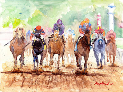 Animals Paintings - Race Day by Max Good