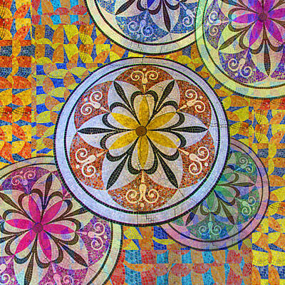 Modern Man Classic London - Rainbow Mosaic Circles and Flowers by Tony Rubino