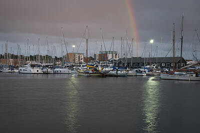 The Bunsen Burner Royalty Free Images - Rainbow over marina Ipswich Suffolk UK Royalty-Free Image by Dariusz Gora