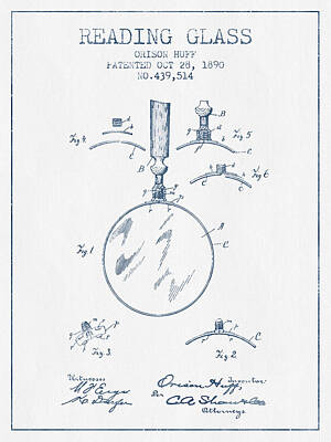 Royalty-Free and Rights-Managed Images - Reading Glass Patent from 1890- Blue Ink by Aged Pixel