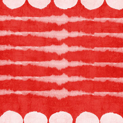 Royalty-Free and Rights-Managed Images - Red and White Shibori Design by Linda Woods