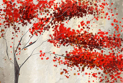 Impressionism Paintings - Red Divine- Autumn Impressionist by Lourry Legarde