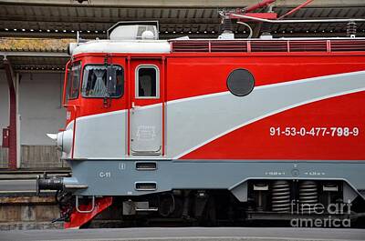 Barnyard Animals - Red electric train locomotive Bucharest Romania by Imran Ahmed