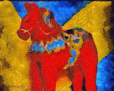 Abstract Oil Paintings Color Pattern And Texture - Red Horse by Barbara Snyder