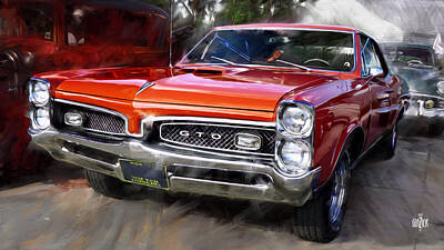 Impressionism Digital Art - 1967 Red Pontiac Tempest GTO by Garth Glazier