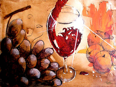 Wine Digital Art Royalty Free Images - Red red wine Royalty-Free Image by Marcello Cicchini