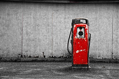Randall Nyhof Royalty-Free and Rights-Managed Images - Red Vintage Gasoline Pump by Randall Nyhof