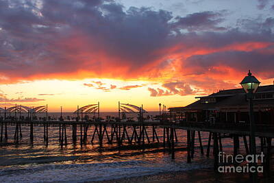 Abstract Expressionism Royalty Free Images - Redondo Pier Sunset Royalty-Free Image by Bev Conover