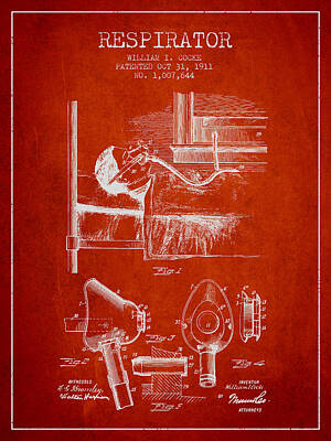 Studio Grafika Typography - Respirator patent from 1911 - Red by Aged Pixel
