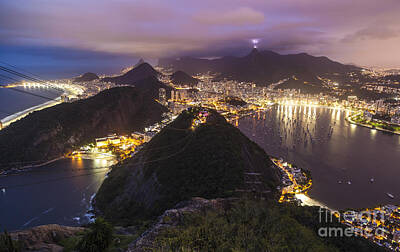 Food And Beverage Signs - Rio Evening Cityscape Panorama by Mike Reid