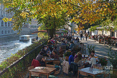 American West - Riverside Cafes - Ljubljana - Slovenia by Phil Banks